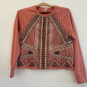 AKEMI + Kim Embroidered Muted Orange Cropped Sweatshirt. Size XS